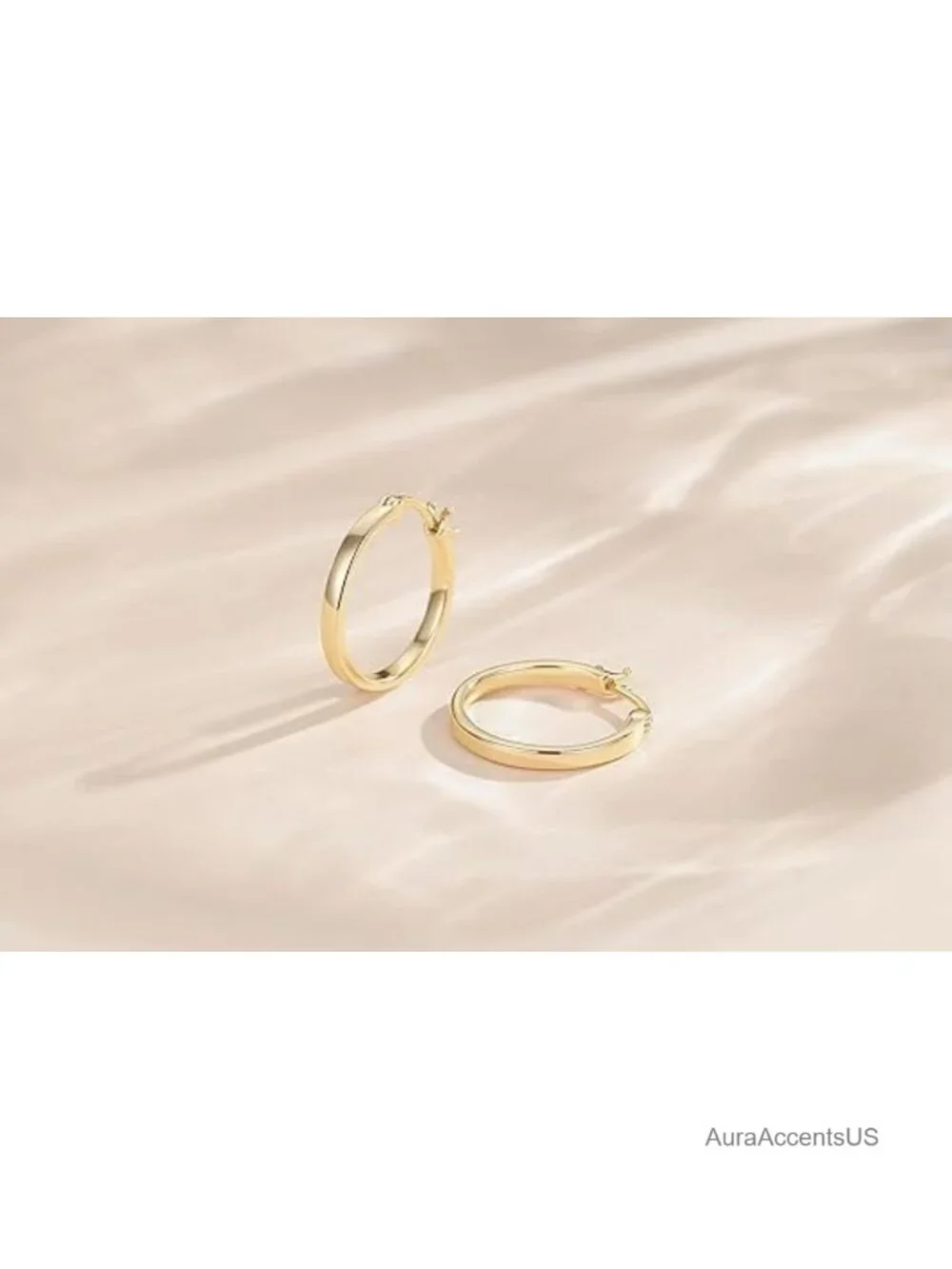 14K Gold Plated Hoop Earrings for Women Dainty Sleek Chic Classic